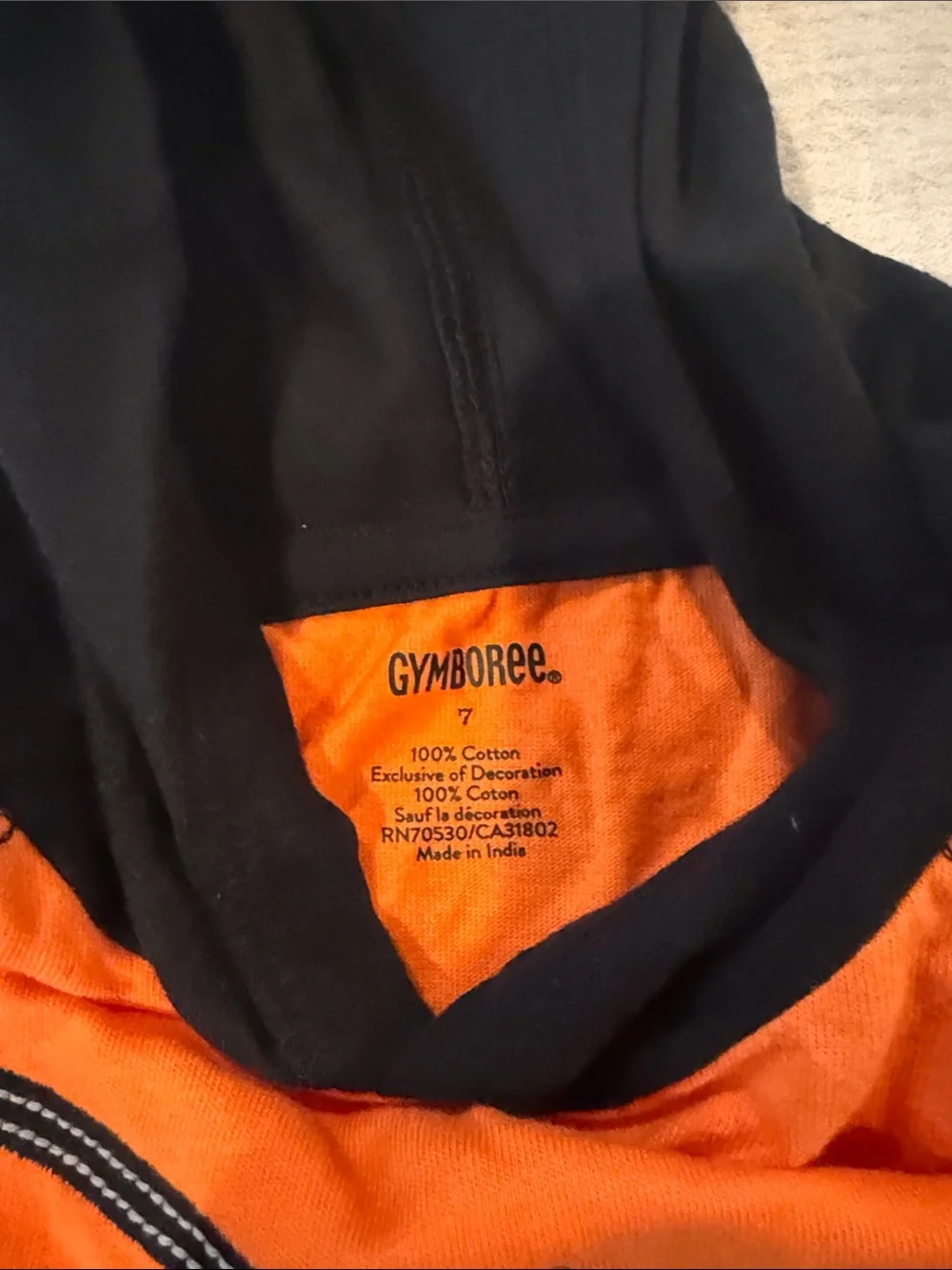 Gymboree Orange & Black Halloween Pumpkin Hooded Tee